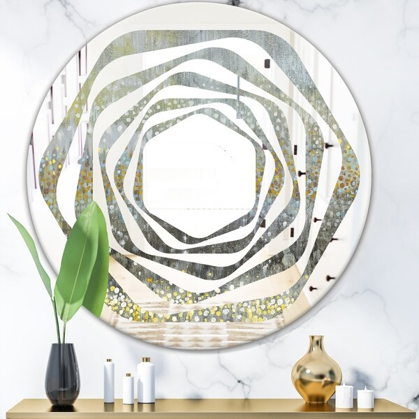 Designart 'Glam Rain Abstract III' Modern Round or Oval Wall Mirror - Whirl - Multi