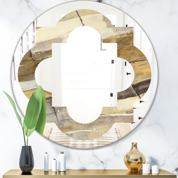 Designart 'Fire and Ice Minerals V' Modern Round or Oval Wall Mirror - Quatrefoil