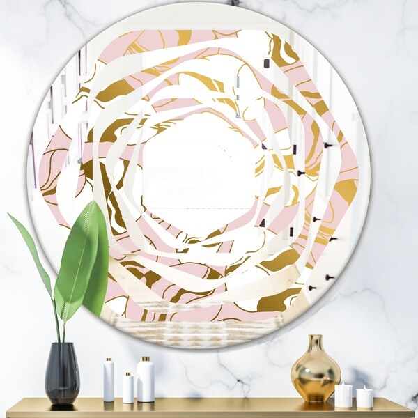 Designart 'Golden Marble II' Modern Round or Oval Wall Mirror - Whirl