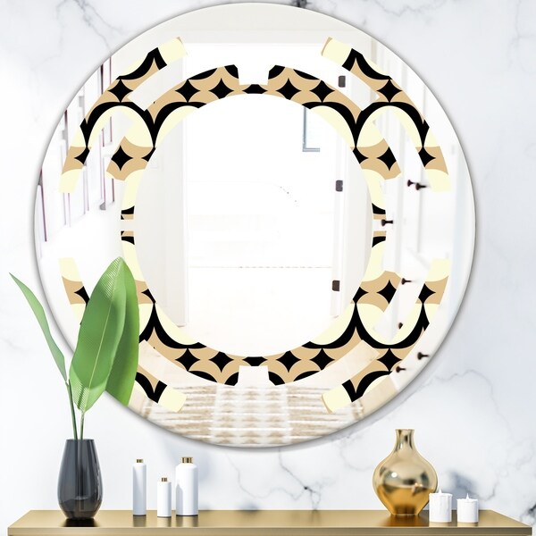 Designart 'Abstract Retro Geometrical Design VII' Modern Round or Oval Wall Mirror - Space