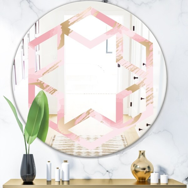 Designart 'Abstract Flower Design IX' Cottage Round or Oval Wall Mirror - Hexagon Star