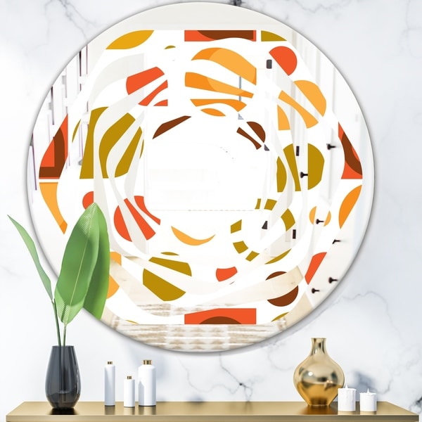 Designart 'Abstract Retro Geometric I' Modern Round or Oval Wall Mirror - Whirl