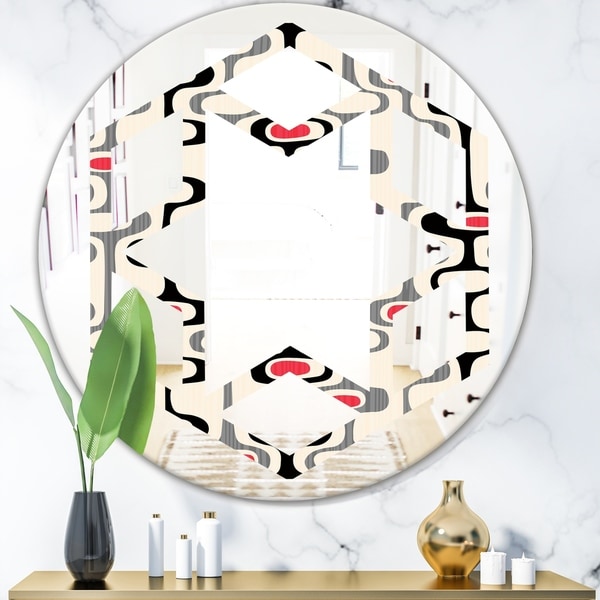 Designart 'Retro Abstract Design IX' Modern Round or Oval Wall Mirror - Hexagon Star