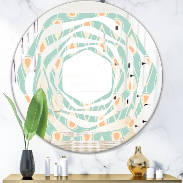 Designart 'Retro Ornamental Design VIII' Modern Round or Oval Wall Mirror - Whirl