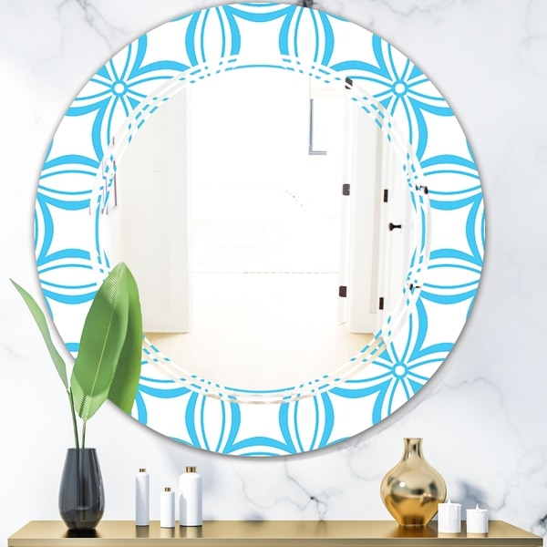Designart 'Retro Pattern Abstract Design II' Modern Round or Oval Wall Mirror - Triple C