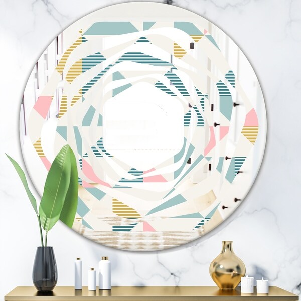 Designart 'Diamond Retro I' Modern Round or Oval Wall Mirror - Whirl