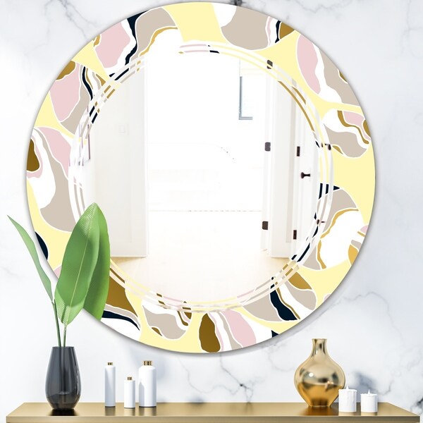 Designart 'Golden River Stones' Modern Round or Oval Wall Mirror - Triple C