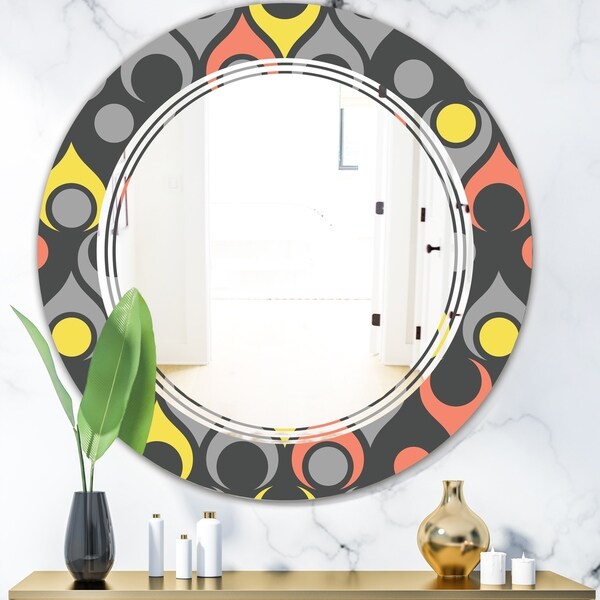 Designart 'Retro Abstract Drops I' Modern Round or Oval Wall Mirror - Triple C