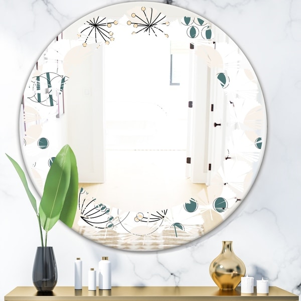 Designart 'Modern abstract geometric pattern' Modern Round or Oval Wall Mirror - Leaves