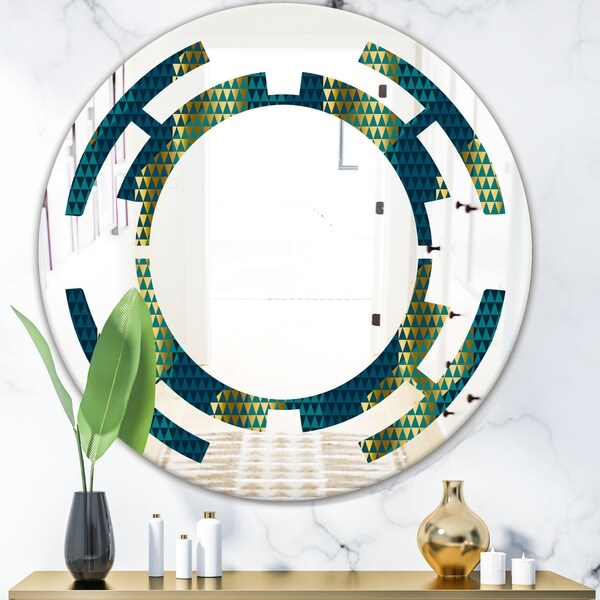 Designart 'Retro Hexagon Pattern V' Modern Round or Oval Wall Mirror - Space