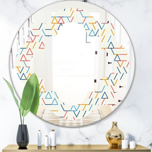 Designart 'Abstract geometric background. pattern.' Modern Round or Oval Wall Mirror - Quatrefoil