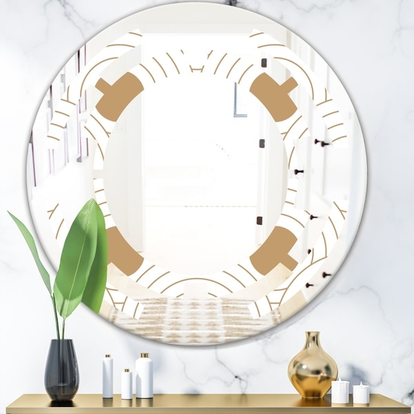 Designart 'Circular Retro Design' Modern Round or Oval Wall Mirror - Space