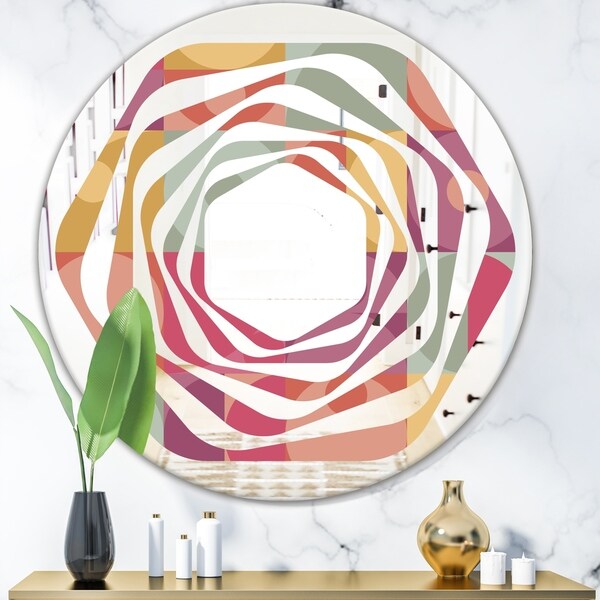 Designart 'Geometric Retro Minimal I' Modern Round or Oval Wall Mirror - Whirl