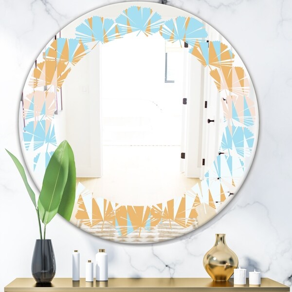 Designart 'Retro Abstract Design VI' Modern Round or Oval Wall Mirror - Leaves