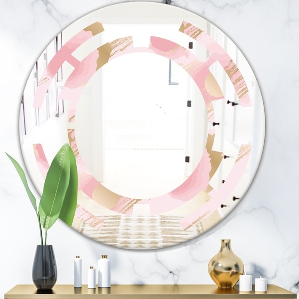 Designart 'Abstract Flower Design IX' Cottage Round or Oval Wall Mirror - Space