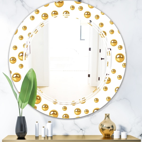 Designart 'Golden Circular Pattern II' Modern Round or Oval Wall Mirror - Triple C