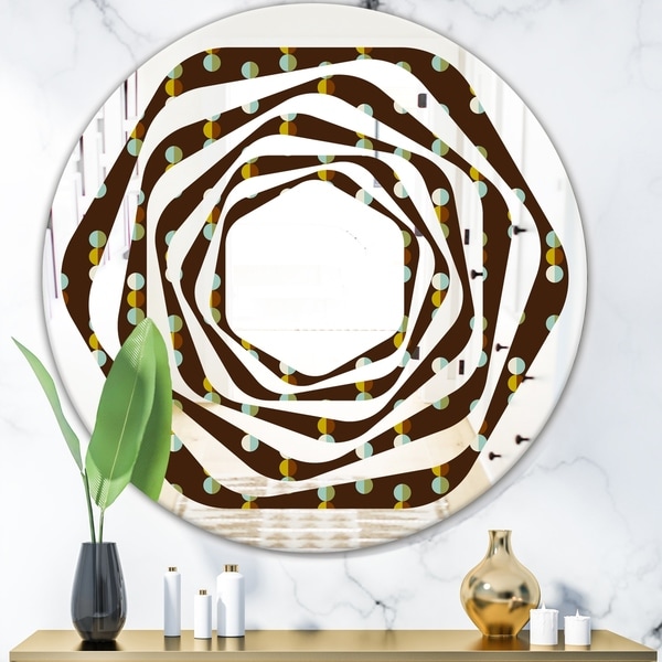 Designart 'Geometric Mod Dots' Modern Round or Oval Wall Mirror - Whirl