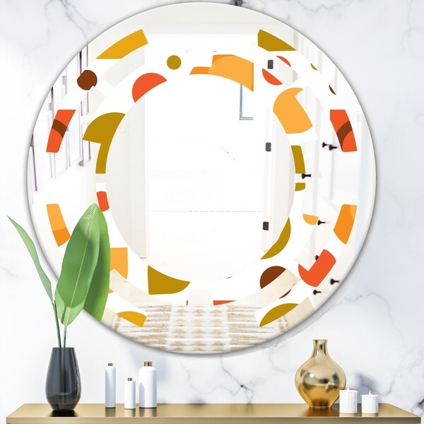 Designart 'Abstract Retro Geometric I' Modern Round or Oval Wall Mirror - Space