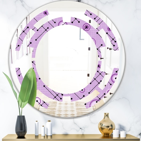 Designart '1950 Retro Pattern III' Modern Round or Oval Wall Mirror - Space