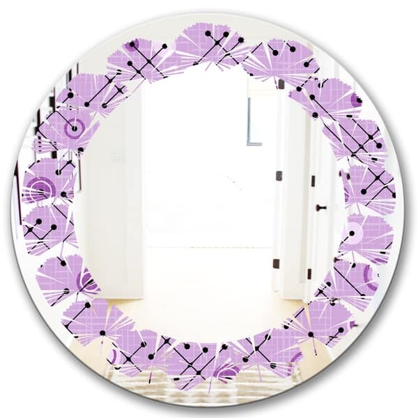 Designart 1950 Retro Pattern Iii Modern Round Or Oval Wall Mirror Leaves On Sale Overstock 29907952