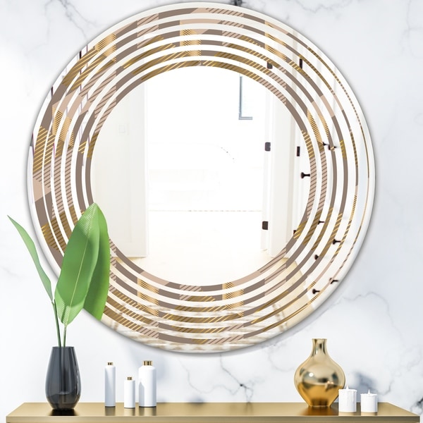 Designart 'Retro Square Design V' Modern Round or Oval Wall Mirror - Wave