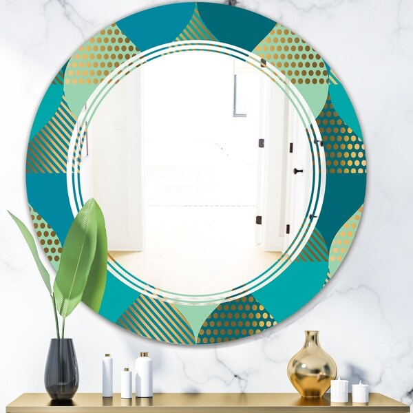 Designart 'Luxury Retro Drops I' Modern Round or Oval Wall Mirror - Triple C