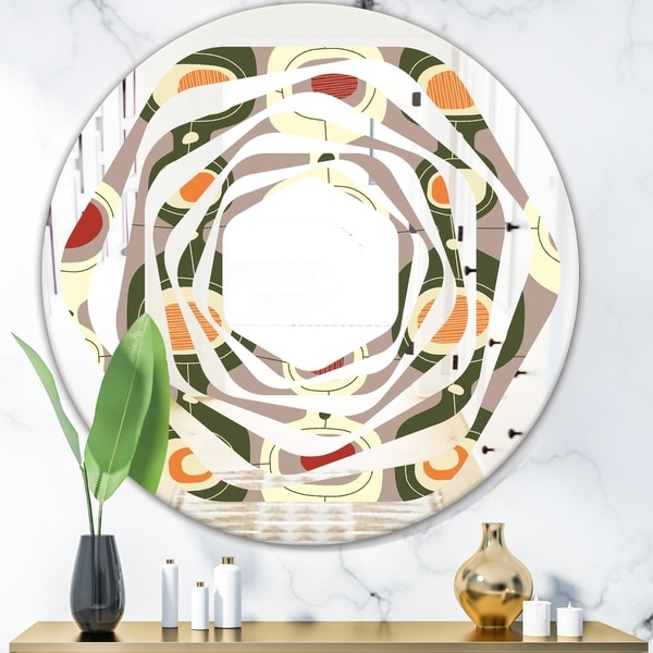 Designart 'Retro Abstract Design X' Modern Round or Oval Wall Mirror - Whirl