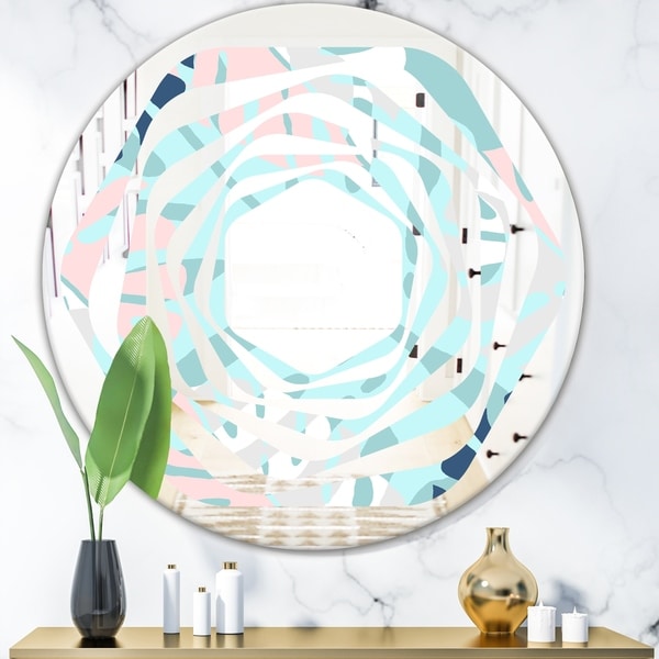 Designart 'Retro Floral Pattern II' Modern Round or Oval Wall Mirror - Whirl