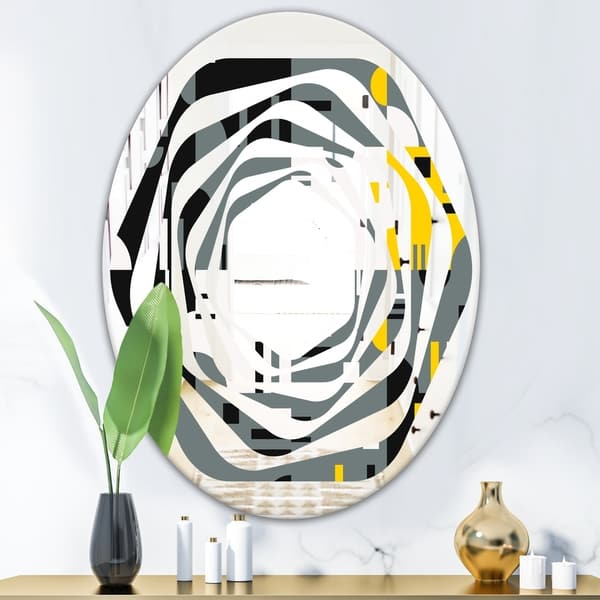Designart Retro Abstract Design I Modern Round Or Oval Wall Mirror Whirl On Sale Overstock 29908031