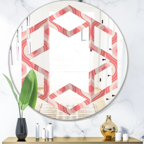 Designart 'Retro Drop Design I' Modern Round or Oval Wall Mirror - Hexagon Star