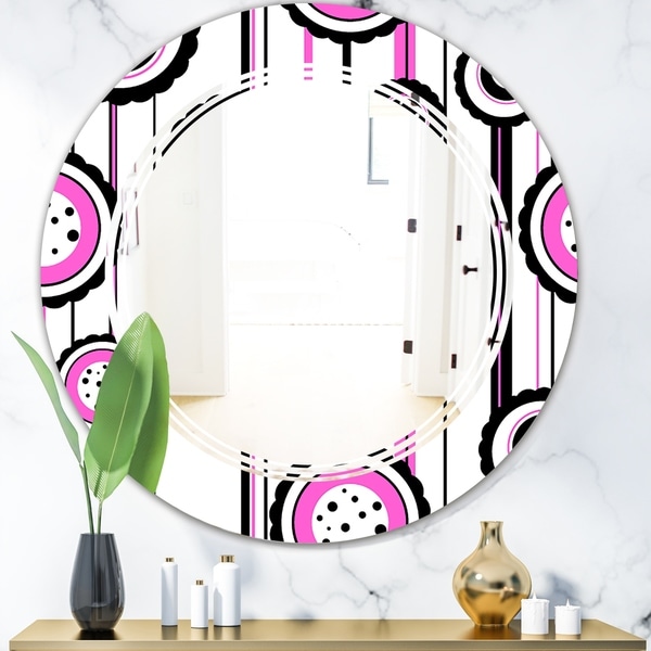 Designart 'Circular Retro Pattern I' Modern Round or Oval Wall Mirror - Triple C