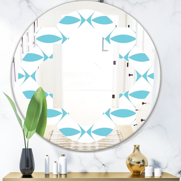 Designart 'Abstract Retro Geometrical Design III' Modern Round or Oval Wall Mirror - Quatrefoil