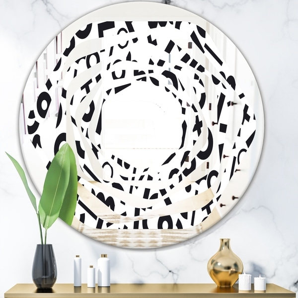 Designart 'Monochrome Geometric Pattern XIII' Modern Round or Oval Wall Mirror - Whirl