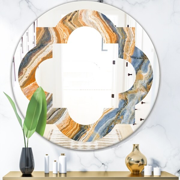Designart 'Marbled Geode 4' Modern Round or Oval Wall Mirror - Quatrefoil