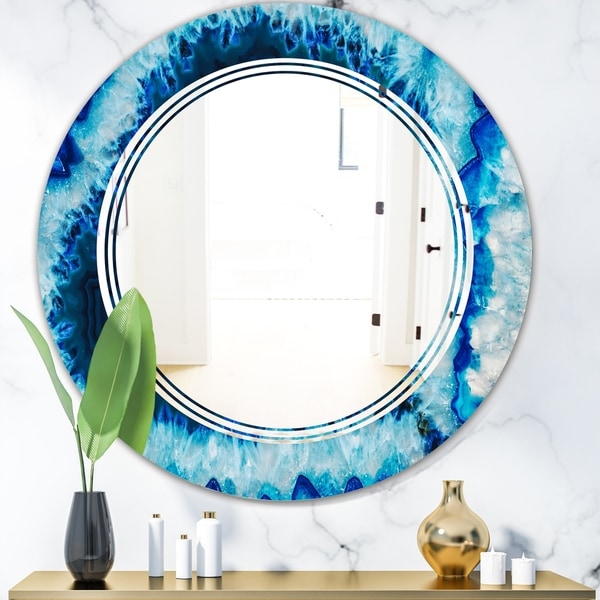 Designart 'Brazilian Thunder Egg' Modern Round or Oval Wall Mirror - Triple C