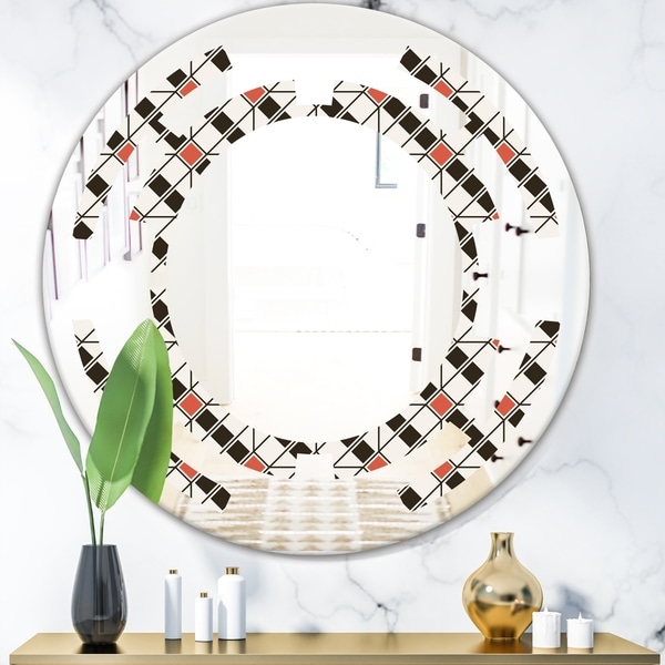 Designart 'Abstract Design Retro Pattern IV' Modern Round or Oval Wall Mirror - Space