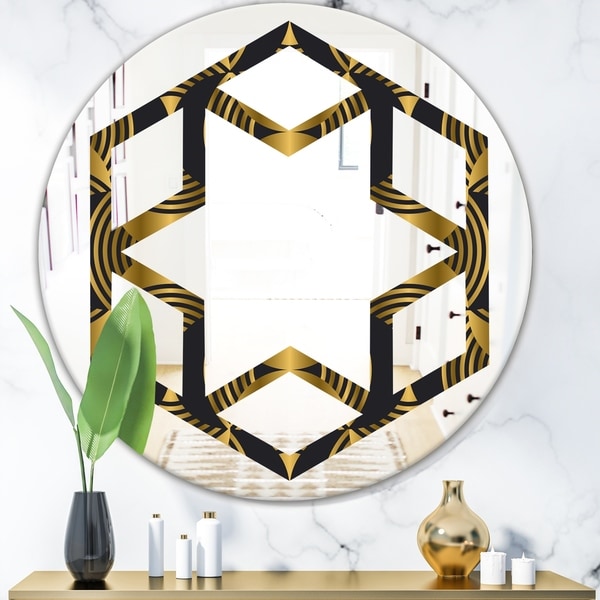 Designart 'Art Deco style modern pattern' Modern Round or Oval Wall Mirror - Hexagon Star