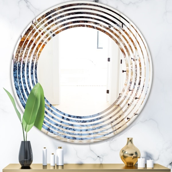 Designart 'Close Up' Modern Round or Oval Wall Mirror - Wave