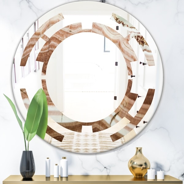 Designart 'Crystals minerals and stones' Modern Round or Oval Wall Mirror - Space