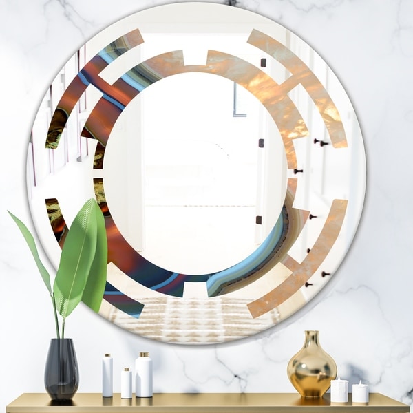 Designart 'Abstract Mineral Texture' Modern Round or Oval Wall Mirror - Space