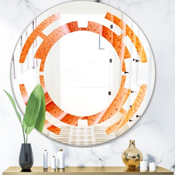 Designart 'Kazakhstan Red agate macro' Modern Round or Oval Wall Mirror - Space