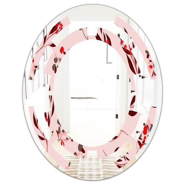 Designart Bright Eucalyptus Floral Pattern Ii Cottage Round Or Oval Wall Mirror Space On Sale Overstock 29908436