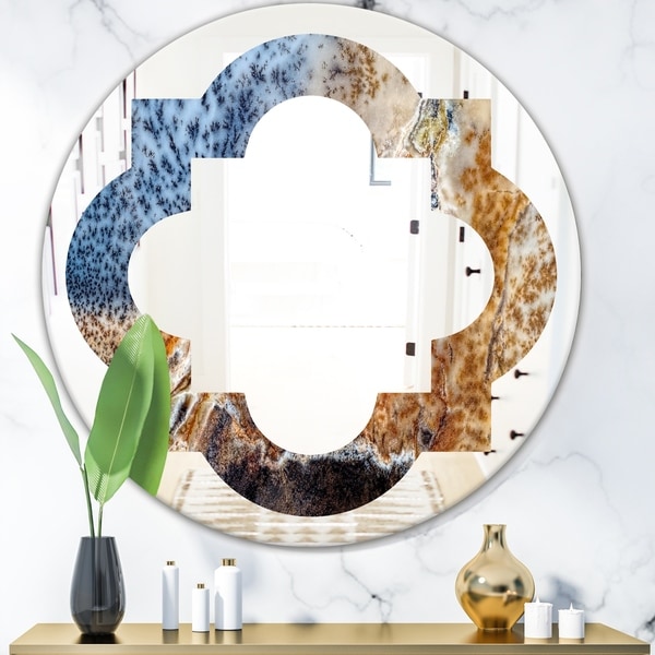 Designart 'China Moss Agate' Modern Round or Oval Wall Mirror - Quatrefoil
