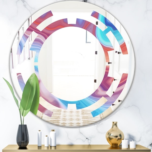 Designart 'Abstract Marbled Background' Modern Round or Oval Wall Mirror - Space - Multi