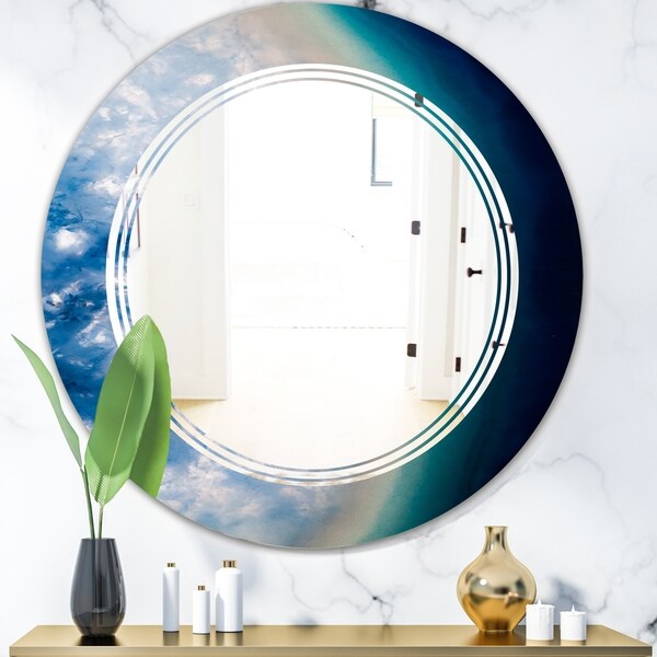 Designart 'Agate beautiful colorful slices and texture' Modern Round or Oval Wall Mirror - Triple C