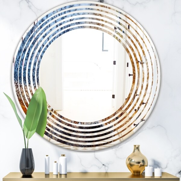 Designart 'China Moss Agate' Modern Round or Oval Wall Mirror - Wave