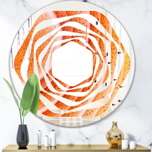 Designart 'Kazakhstan Red agate macro' Modern Round or Oval Wall Mirror - Whirl