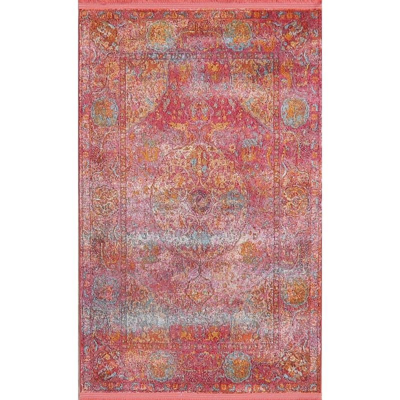 Hunting Design Animal Pictorial Distressed Oriental Heat-Set Area Rugs
