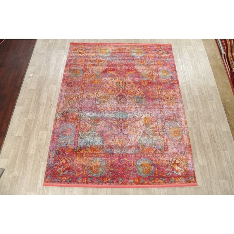 Hunting Design Animal Pictorial Distressed Oriental Heat-Set Area Rugs