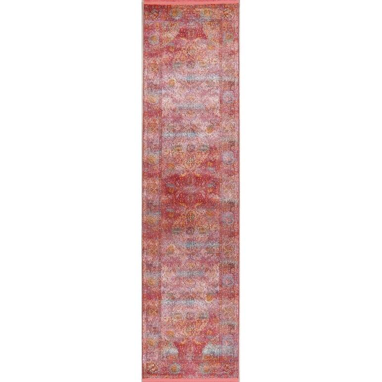 Hunting Design Animal Pictorial Distressed Oriental Heat-Set Area Rugs - 2'6" x 10'0" Runner